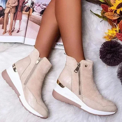 New Shoes And Zipper Women Wedge Ankle Autumn Women Low-top Vulcanized Boots Shoes Boots Winter Thick-soled Sneakers Chaussure