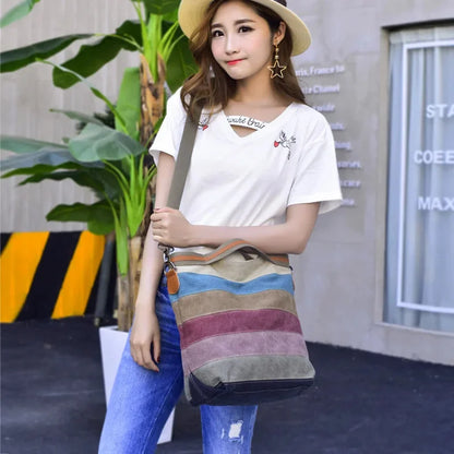 New Shoulder Casual Women's Fashion Banquet Handbag Crossbody Large Capacity Canvas Bag