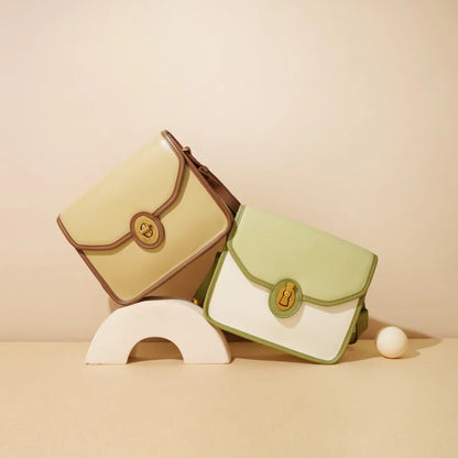 New Simple Color Matching Shoulder Bag 2024 New Commuter All-match Genuine Leather Underarm Pouchniche Female Handbags Purses