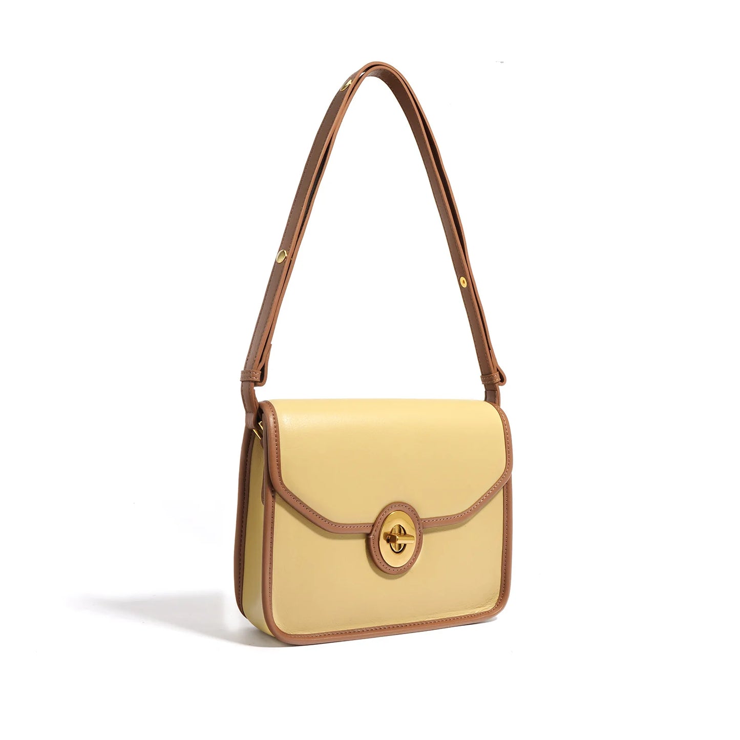 New Simple Color Matching Shoulder Bag 2024 New Commuter All-match Genuine Leather Underarm Pouchniche Female Handbags Purses