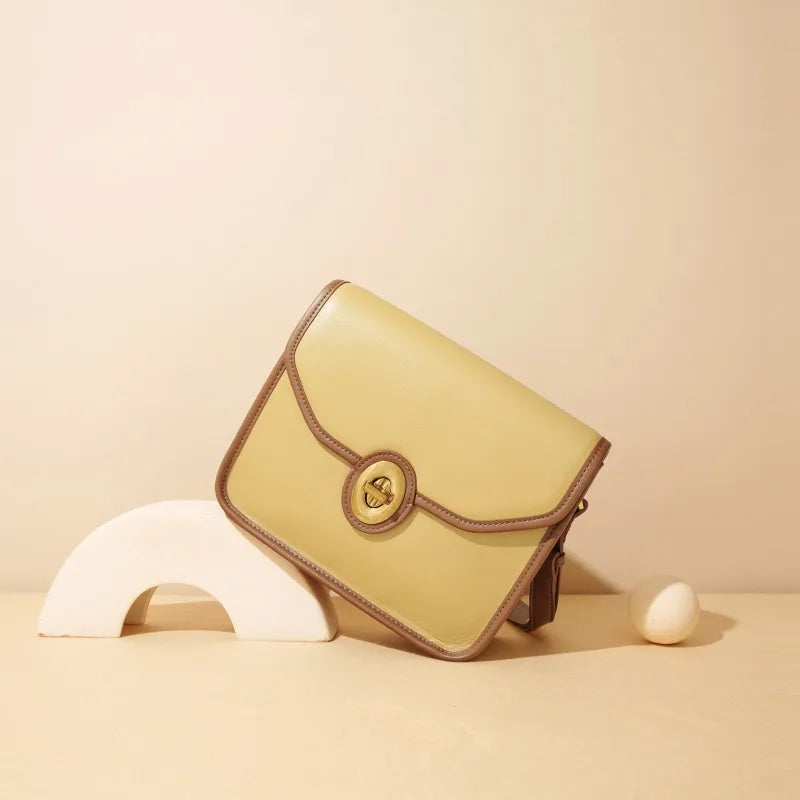 New Simple Color Matching Shoulder Bag 2024 New Commuter All-match Genuine Leather Underarm Pouchniche Female Handbags Purses