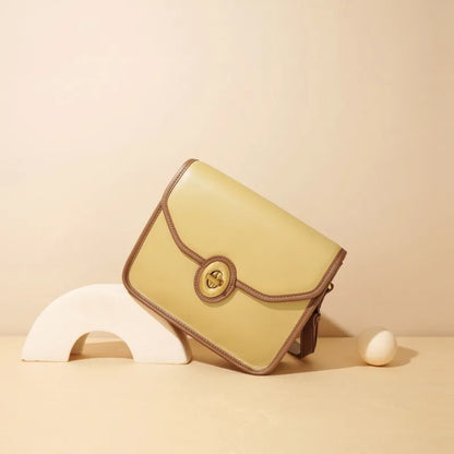 New Simple Color Matching Shoulder Bag 2024 New Commuter All-match Genuine Leather Underarm Pouchniche Female Handbags Purses