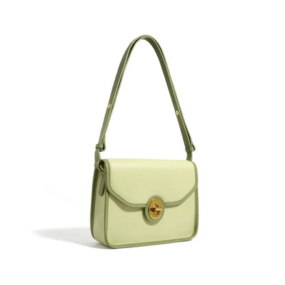 New Simple Color Matching Shoulder Bag 2024 New Commuter All-match Genuine Leather Underarm Pouchniche Female Handbags Purses