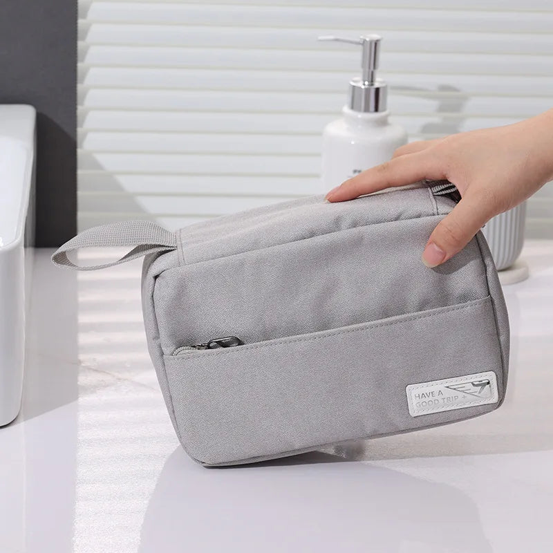 New Simple Women Cosmetic Bags Mini Hand-held Makeup Bags Toiletry Pouch with Hook Zipper Wash Storage Bags Travel Organizer Box