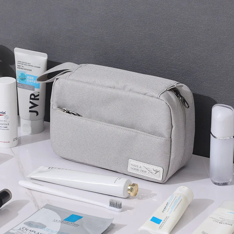 New Simple Women Cosmetic Bags Mini Hand-held Makeup Bags Toiletry Pouch with Hook Zipper Wash Storage Bags Travel Organizer Box