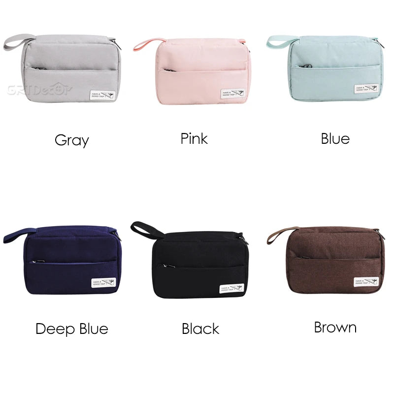 New Simple Women Cosmetic Bags Mini Hand-held Makeup Bags Toiletry Pouch with Hook Zipper Wash Storage Bags Travel Organizer Box