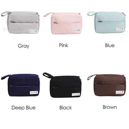 New Simple Women Cosmetic Bags Mini Hand-held Makeup Bags Toiletry Pouch with Hook Zipper Wash Storage Bags Travel Organizer Box