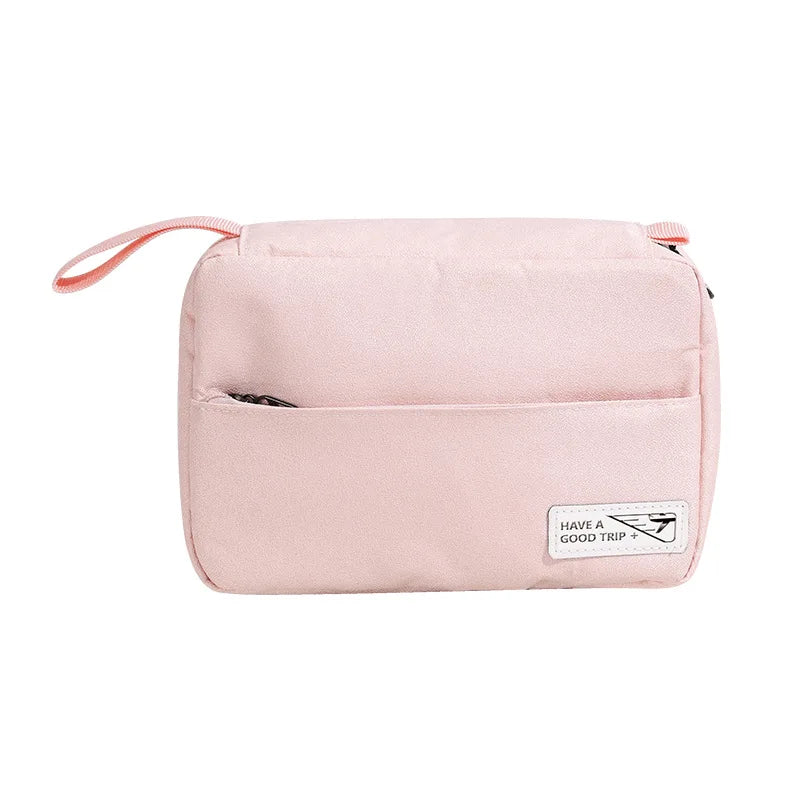 New Simple Women Cosmetic Bags Mini Hand-held Makeup Bags Toiletry Pouch with Hook Zipper Wash Storage Bags Travel Organizer Box