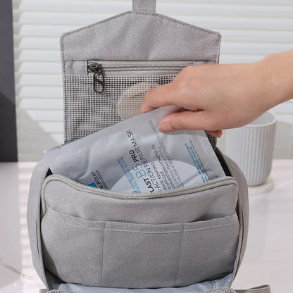 New Simple Women Cosmetic Bags Mini Hand-held Makeup Bags Toiletry Pouch with Hook Zipper Wash Storage Bags Travel Organizer Box