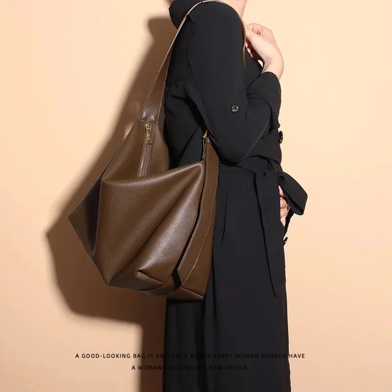 New Soft Genuine Leather Women's Shoulder Messenger Casual Cowhide Crossbody Vintage Tote Bag Female Handbag