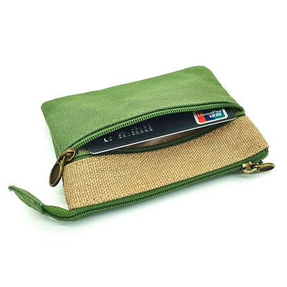 New Solid Canvas Coin Purse for Girls Double Zipper Large Capacity Card Holder Small Storage Bag Simple Fashion Mini Wallet