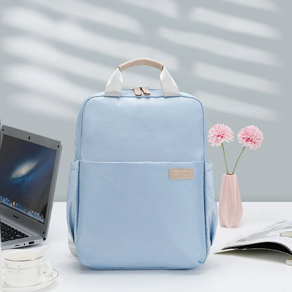 New Solid Color Women's Waterproof Nylon Backpack Light 14 15 Inch Laptop Simple School Bag For Teenage Girls