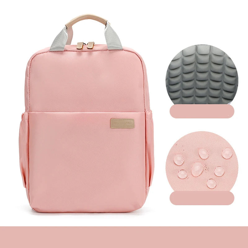 New Solid Color Women's Waterproof Nylon Backpack Light 14 15 Inch Laptop Simple School Bag For Teenage Girls