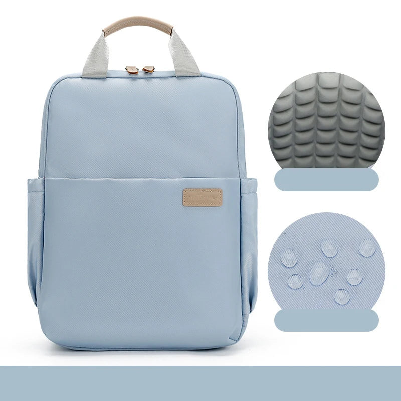 New Solid Color Women's Waterproof Nylon Backpack Light 14 15 Inch Laptop Simple School Bag For Teenage Girls