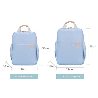 New Solid Color Women's Waterproof Nylon Backpack Light 14 15 Inch Laptop Simple School Bag For Teenage Girls