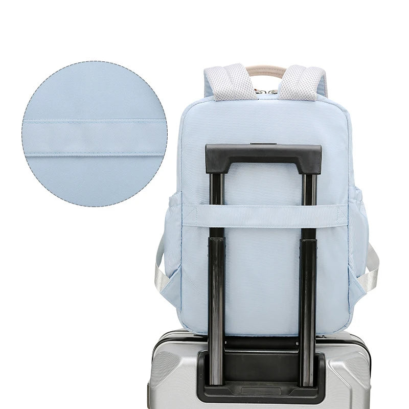 New Solid Color Women's Waterproof Nylon Backpack Light 14 15 Inch Laptop Simple School Bag For Teenage Girls