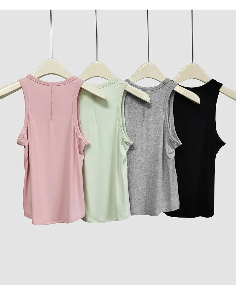 New Sports Tank Top for Leisure Women Ribbed Vtst