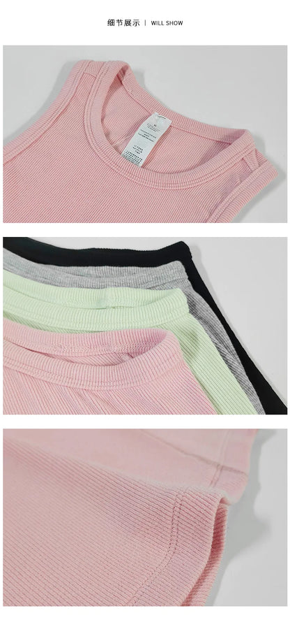 New Sports Tank Top for Leisure Women Ribbed Vtst