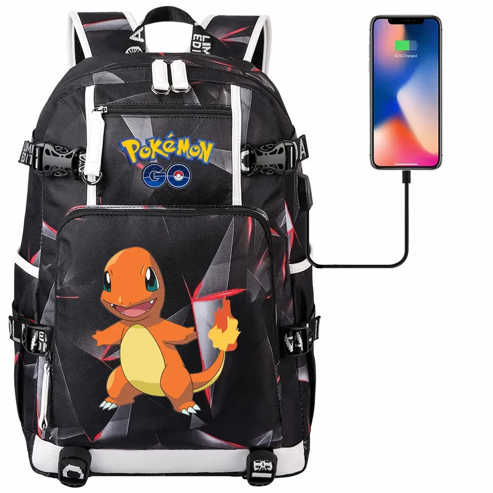 New Squirtle Charmander USB Teenagers Schoolbags Women Men Laptop Travel Backpack Girl Boys Kids School Book Bags