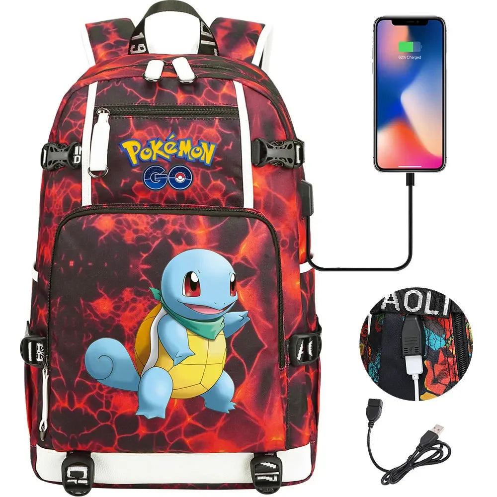 New Squirtle Charmander USB Teenagers Schoolbags Women Men Laptop Travel Backpack Girl Boys Kids School Book Bags