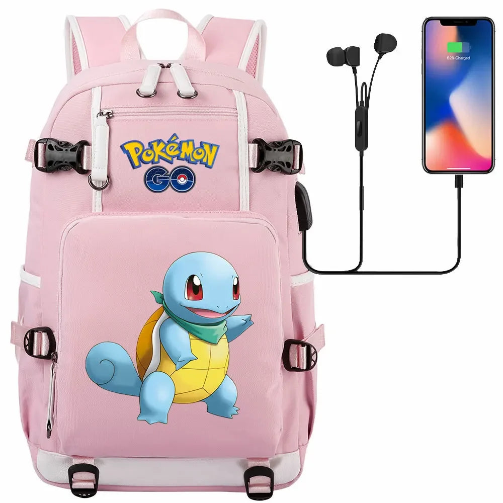 New Squirtle Charmander USB Teenagers Schoolbags Women Men Laptop Travel Backpack Girl Boys Kids School Book Bags