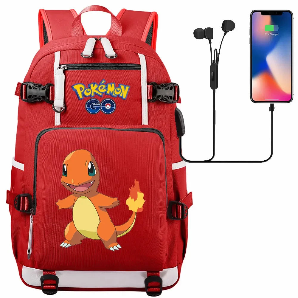 New Squirtle Charmander USB Teenagers Schoolbags Women Men Laptop Travel Backpack Girl Boys Kids School Book Bags