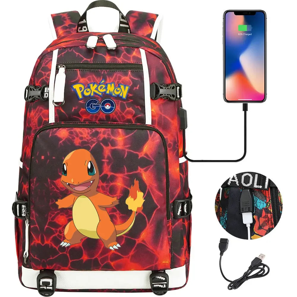 New Squirtle Charmander USB Teenagers Schoolbags Women Men Laptop Travel Backpack Girl Boys Kids School Book Bags