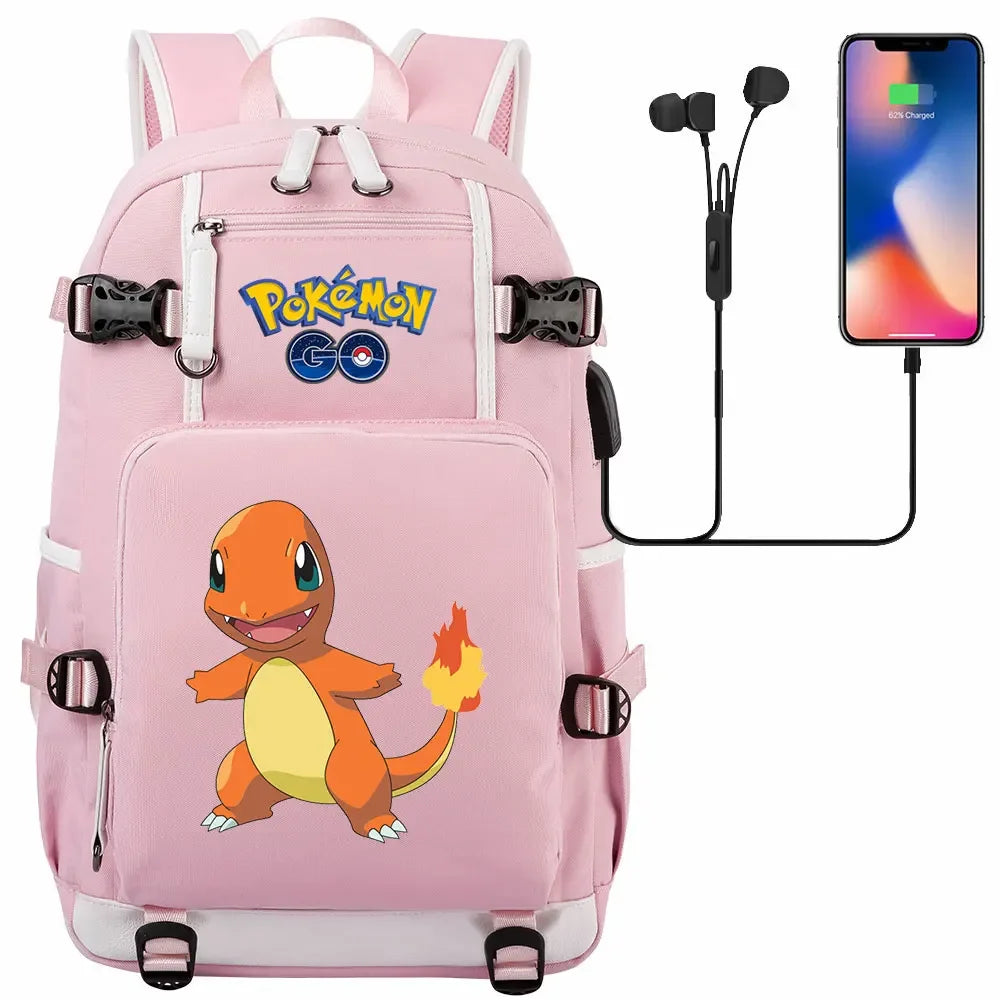 New Squirtle Charmander USB Teenagers Schoolbags Women Men Laptop Travel Backpack Girl Boys Kids School Book Bags
