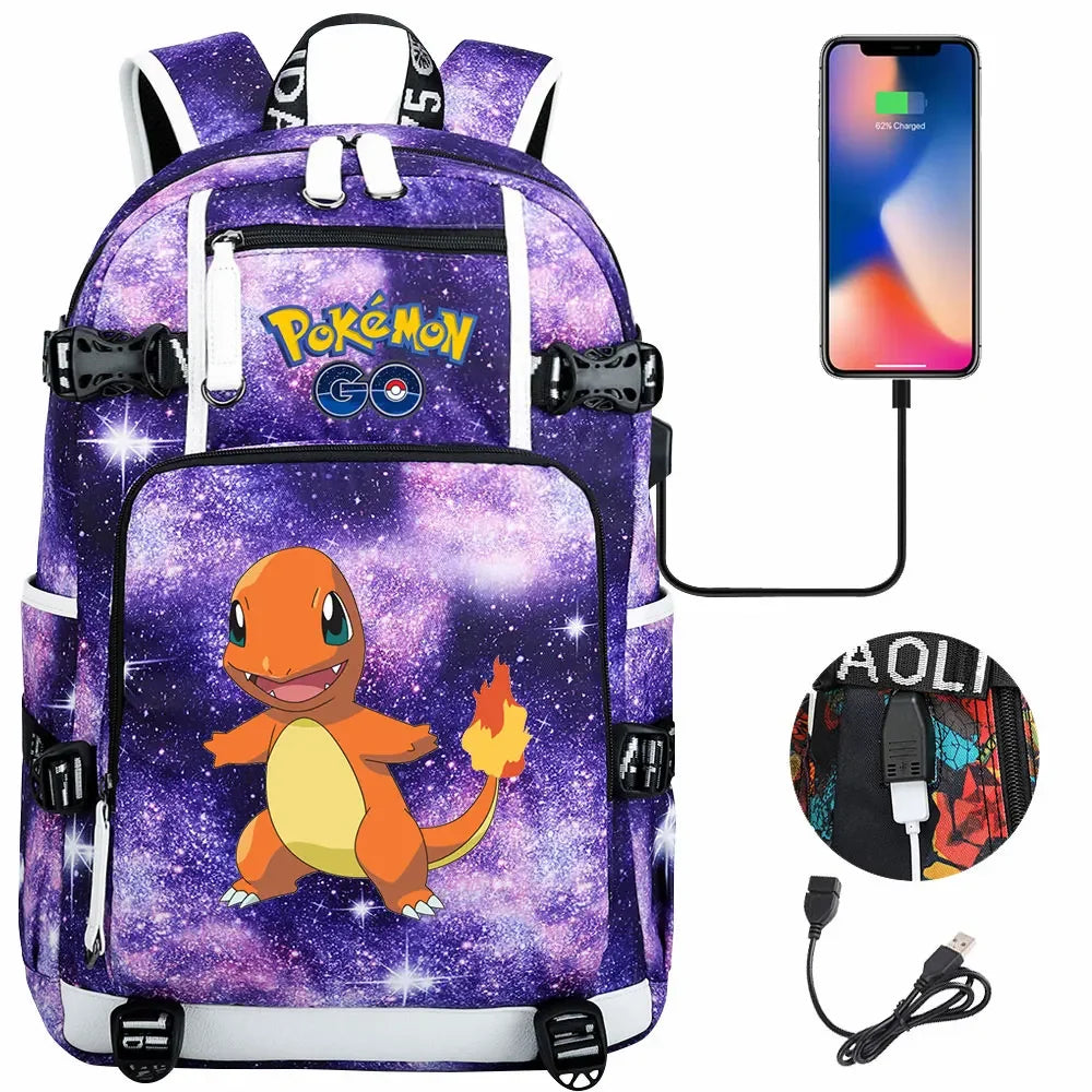 New Squirtle Charmander USB Teenagers Schoolbags Women Men Laptop Travel Backpack Girl Boys Kids School Book Bags