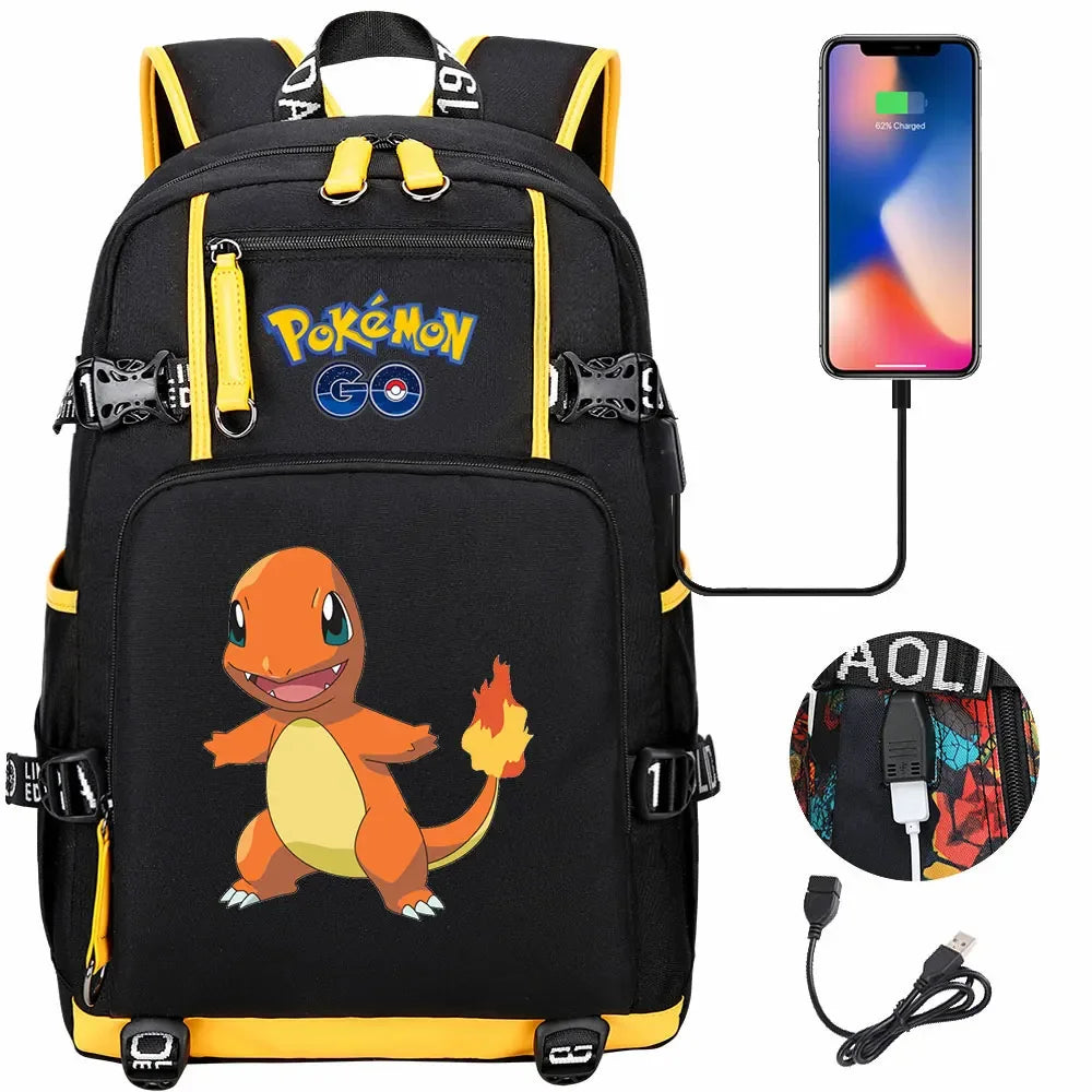 New Squirtle Charmander USB Teenagers Schoolbags Women Men Laptop Travel Backpack Girl Boys Kids School Book Bags