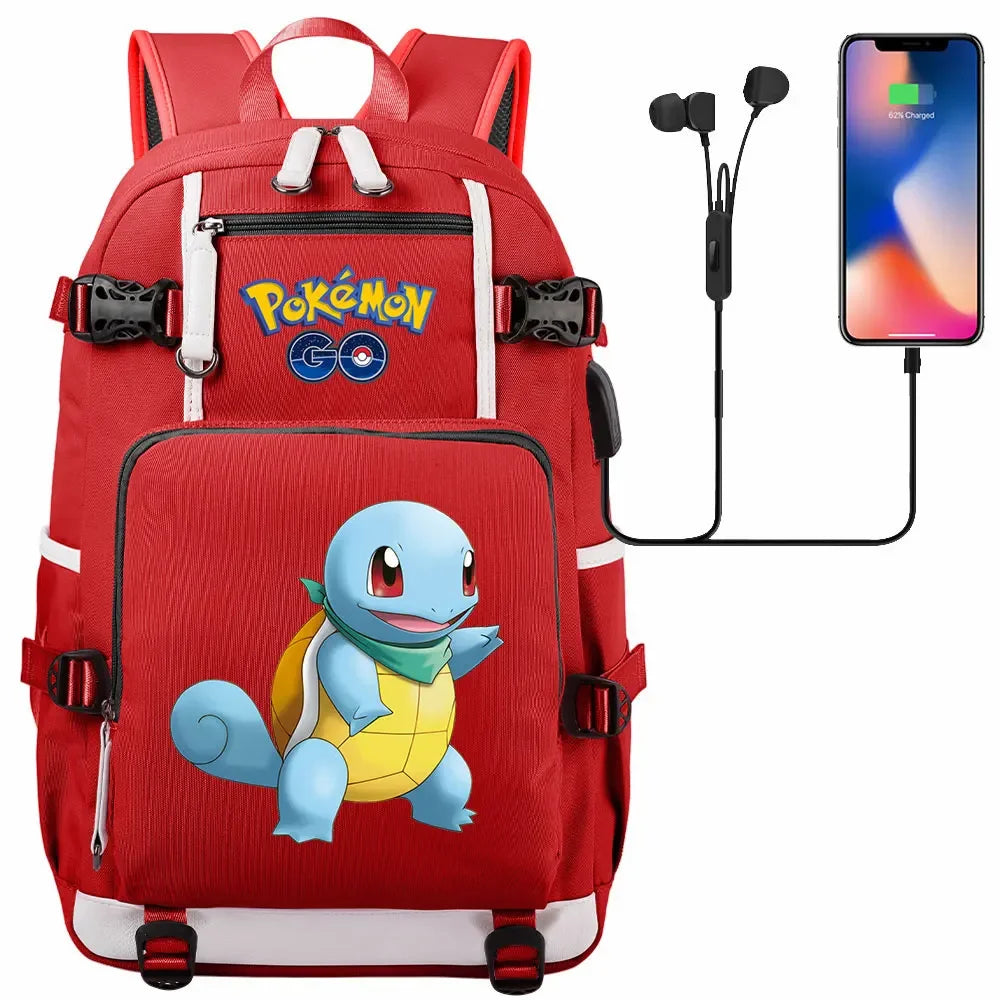 New Squirtle Charmander USB Teenagers Schoolbags Women Men Laptop Travel Backpack Girl Boys Kids School Book Bags