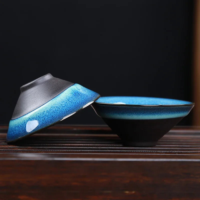 New Starry sky tea set Include 6 cups 1 tea pot,Jingdezhen temmoku glaze Porcelain Brand Exquisite Set  Kung Fu Tea Cup