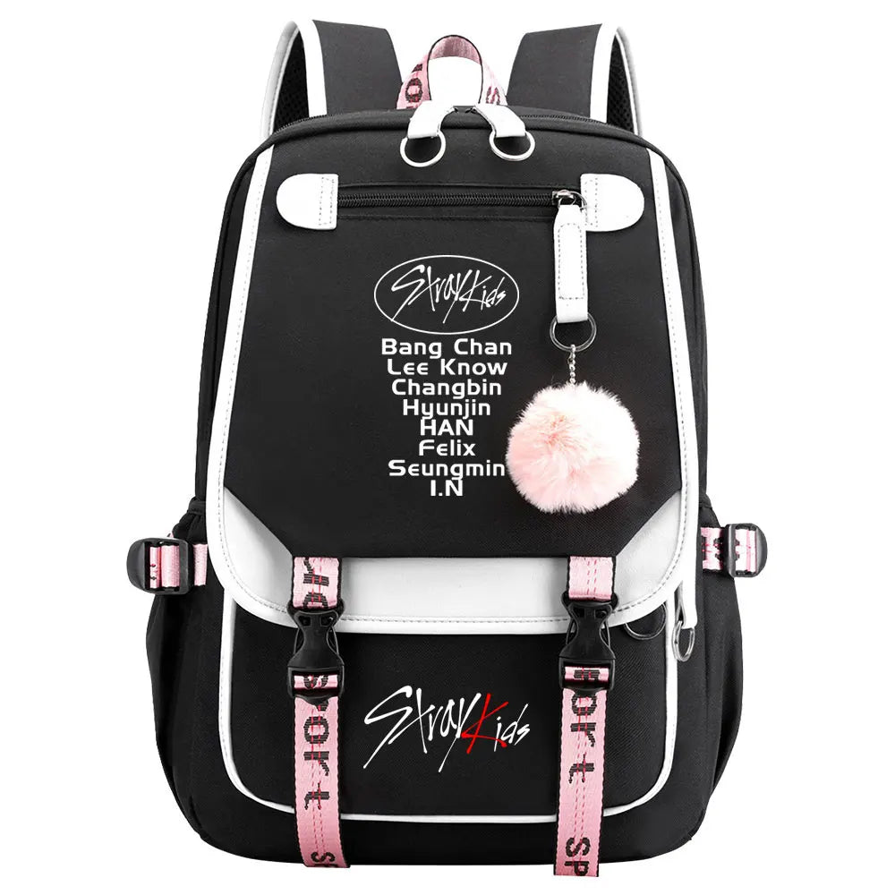 New Stray Kids Girls Boys USB Backpacks Anime School Book Bags Teenager Canvas Laptop Backpack For Women