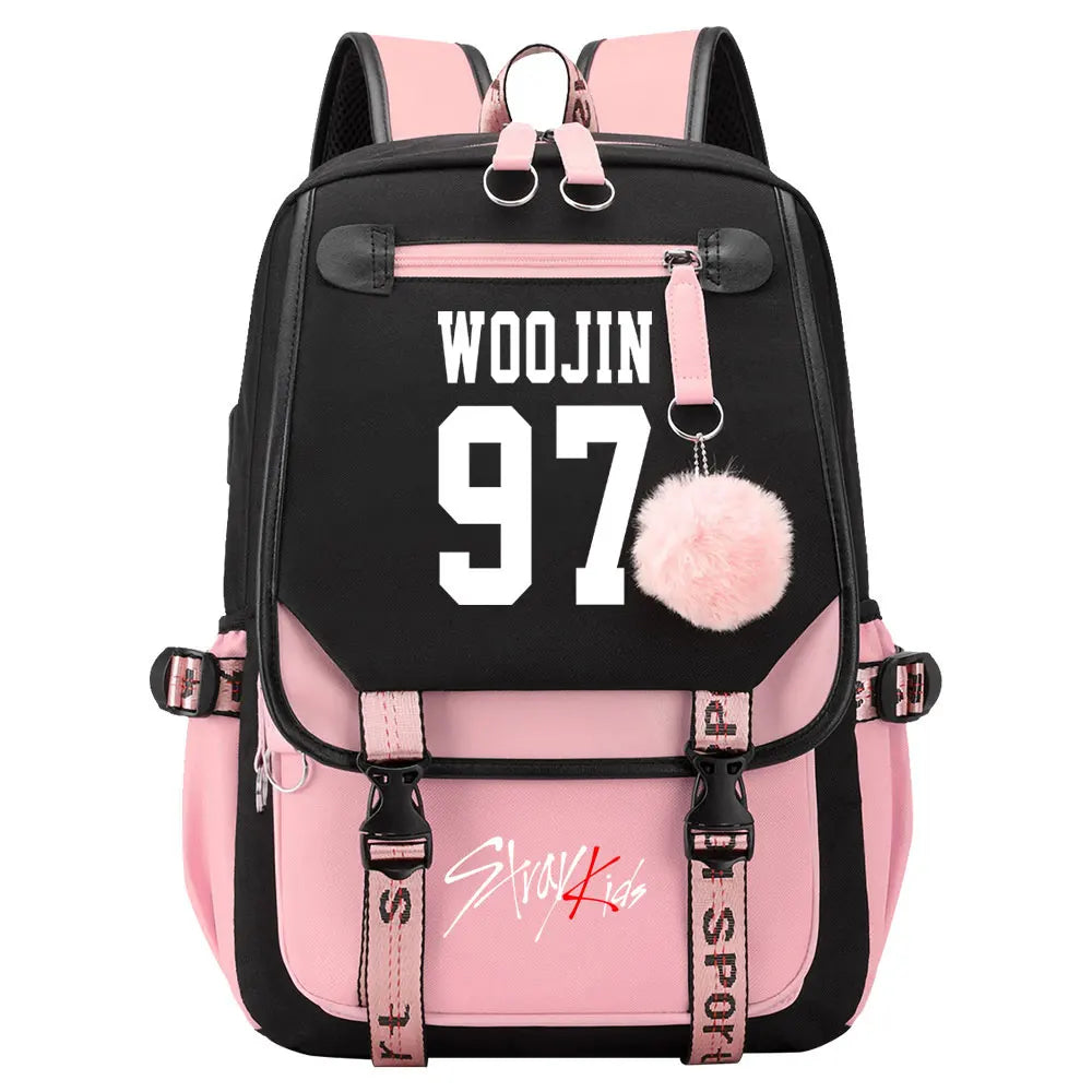 New Stray Kids Girls Boys USB Backpacks Anime School Book Bags Teenager Canvas Laptop Backpack For Women