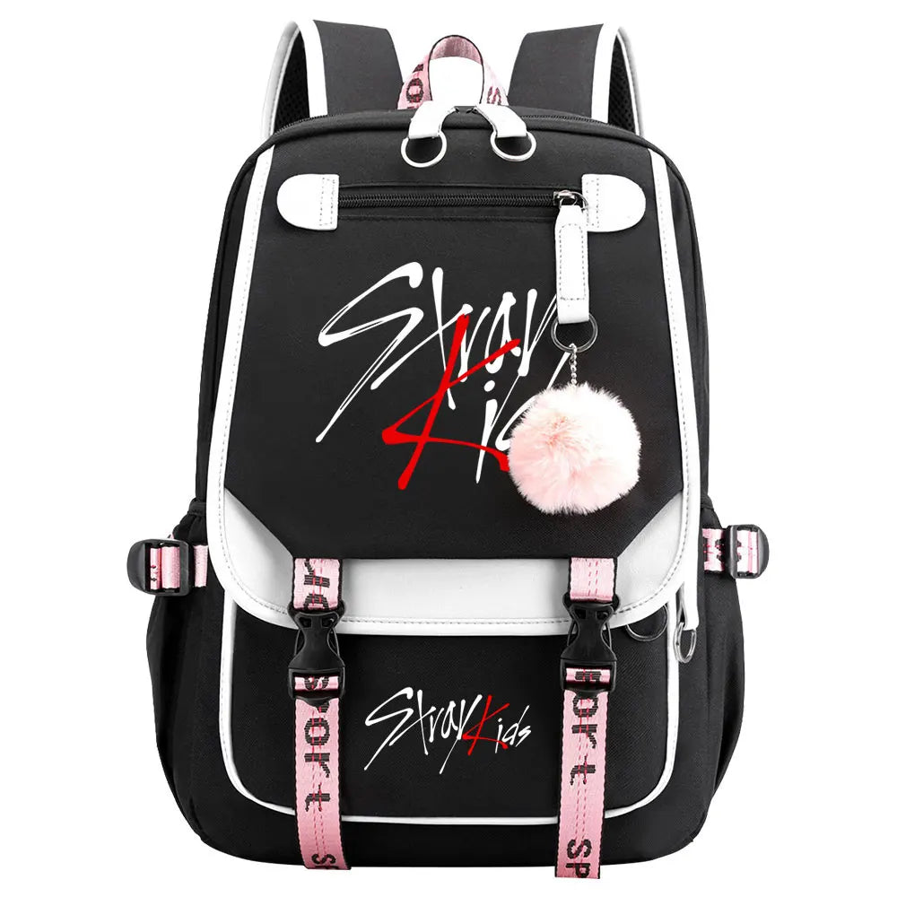 New Stray Kids Girls Boys USB Backpacks Anime School Book Bags Teenager Canvas Laptop Backpack For Women