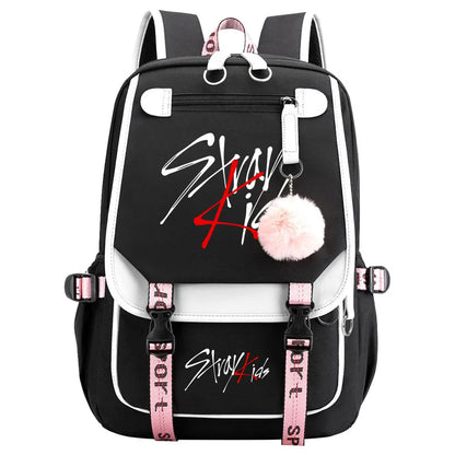 New Stray Kids Girls Boys USB Backpacks Anime School Book Bags Teenager Canvas Laptop Backpack For Women
