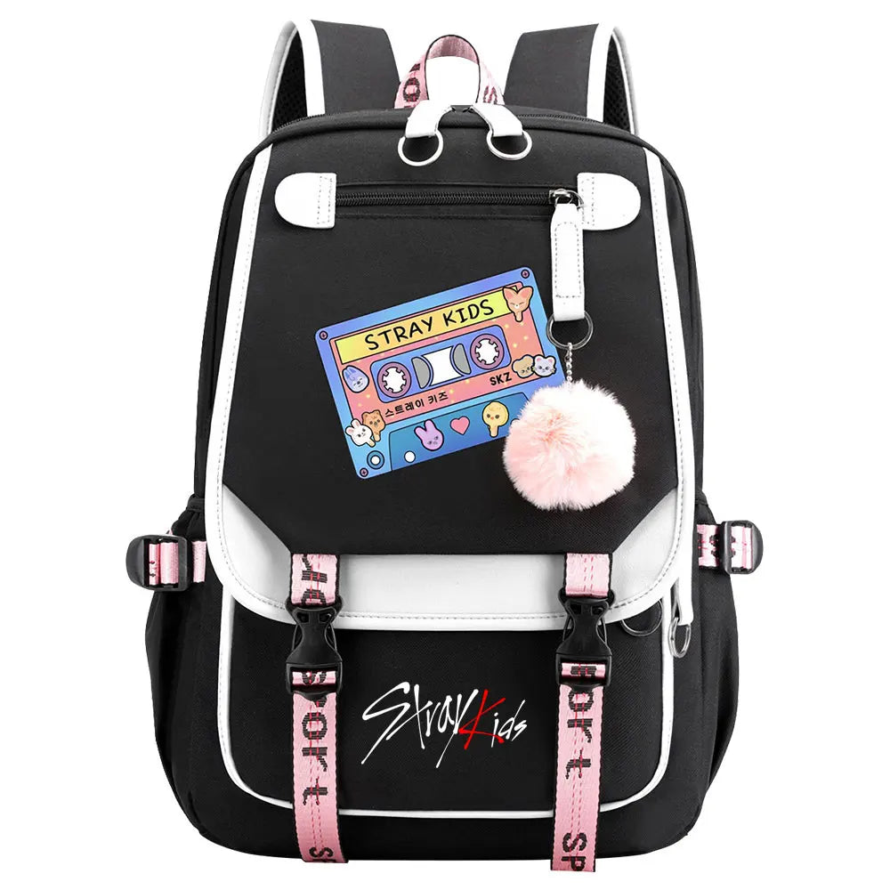 New Stray Kids Girls Boys USB Backpacks Anime School Book Bags Teenager Canvas Laptop Backpack For Women
