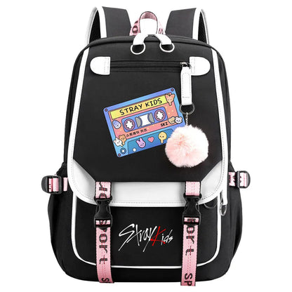 New Stray Kids Girls Boys USB Backpacks Anime School Book Bags Teenager Canvas Laptop Backpack For Women