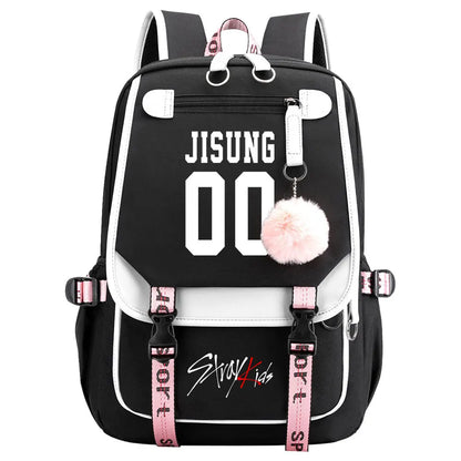 New Stray Kids Girls Boys USB Backpacks Anime School Book Bags Teenager Canvas Laptop Backpack For Women