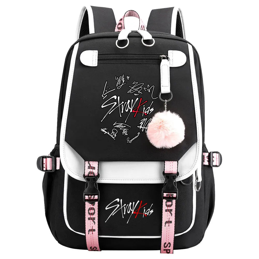 New Stray Kids Girls Boys USB Backpacks Anime School Book Bags Teenager Canvas Laptop Backpack For Women