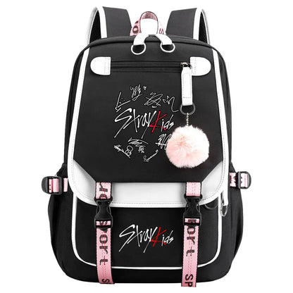 New Stray Kids Girls Boys USB Backpacks Anime School Book Bags Teenager Canvas Laptop Backpack For Women