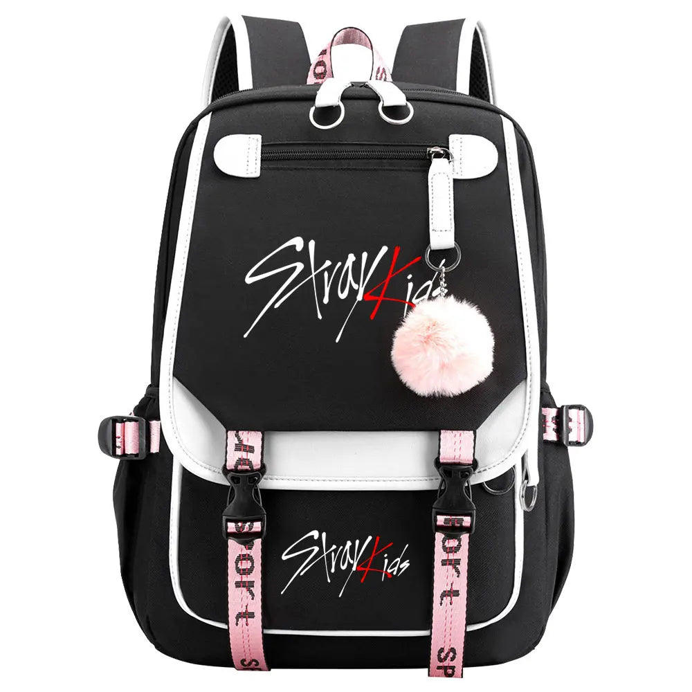 New Stray Kids Girls Boys USB Backpacks Anime School Book Bags Teenager Canvas Laptop Backpack For Women
