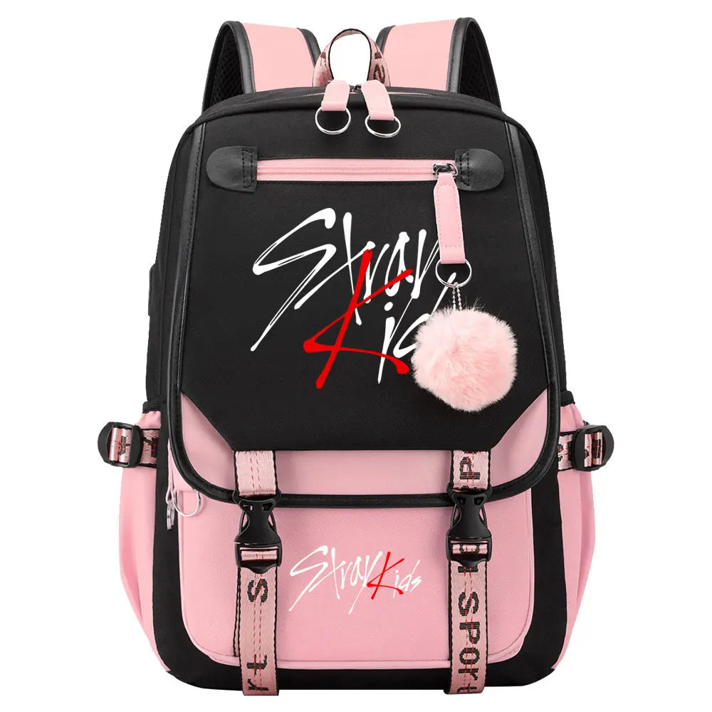 New Stray Kids Girls Boys USB Backpacks Anime School Book Bags Teenager Canvas Laptop Backpack For Women