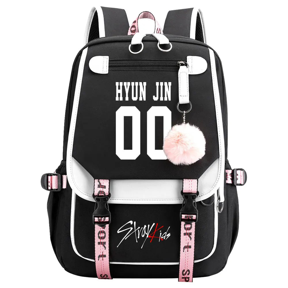 New Stray Kids Girls Boys USB Backpacks Anime School Book Bags Teenager Canvas Laptop Backpack For Women