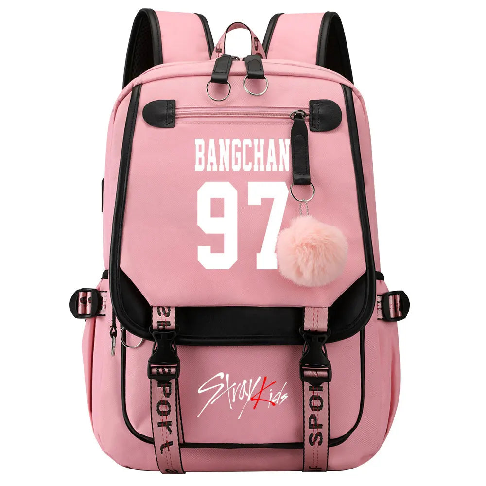 New Stray Kids Girls Boys USB Backpacks Anime School Book Bags Teenager Canvas Laptop Backpack For Women