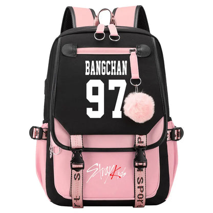 New Stray Kids Girls Boys USB Backpacks Anime School Book Bags Teenager Canvas Laptop Backpack For Women