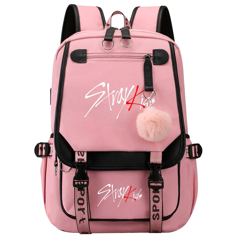 New Stray Kids Girls Boys USB Backpacks Anime School Book Bags Teenager Canvas Laptop Backpack For Women