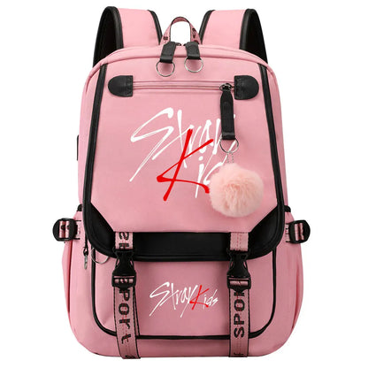 New Stray Kids Girls Boys USB Backpacks Anime School Book Bags Teenager Canvas Laptop Backpack For Women