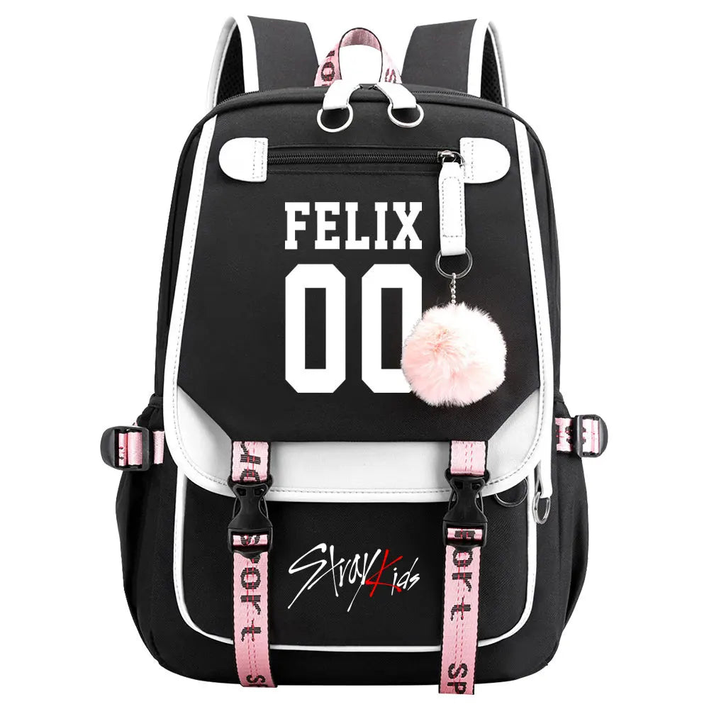 New Stray Kids Girls Boys USB Backpacks Anime School Book Bags Teenager Canvas Laptop Backpack For Women