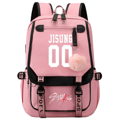 New Stray Kids Girls Boys USB Backpacks Anime School Book Bags Teenager Canvas Laptop Backpack For Women